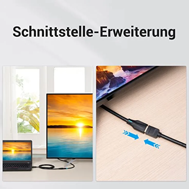 VENTION HDMI 2.1 Verlängerungskabel 1,5m, 4K/120Hz, 8K/60Hz, Stecker auf Buchse, kompatibel mit TV, Laptop, Tablet, HDTV, Projektor, stabile Signalübertragung, PVC-ummantelt – Bild 2