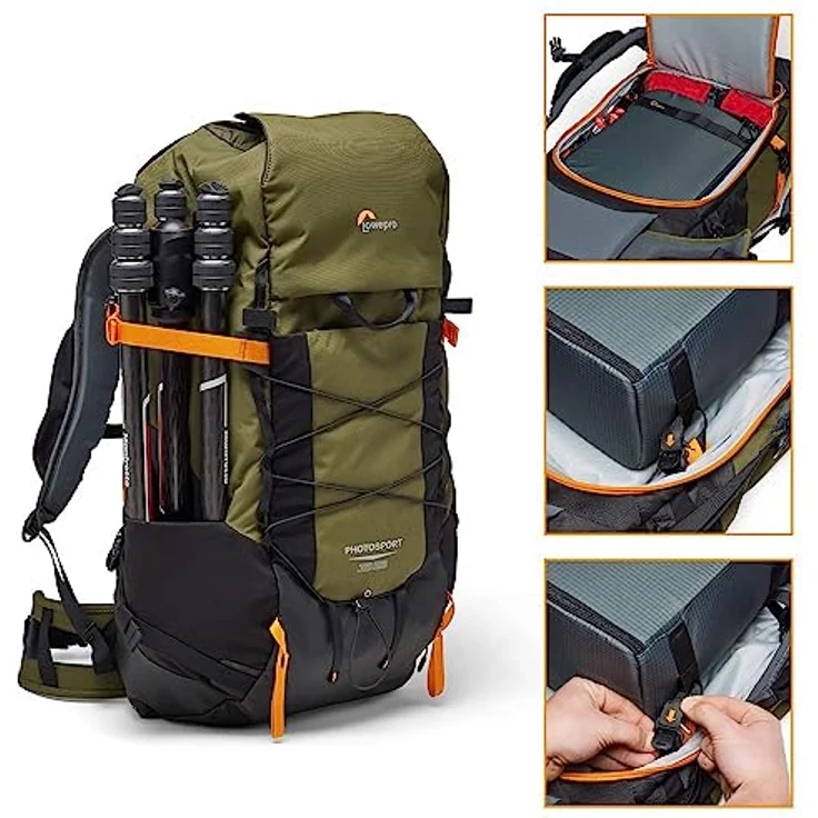 Lowepro PhotoSport X BP 35L AW Green Lin, Fotorucksack mit hängender Einsatzbefestigung und Mountaneering-spezifischem Gurtsystem, Grün – Bild 3