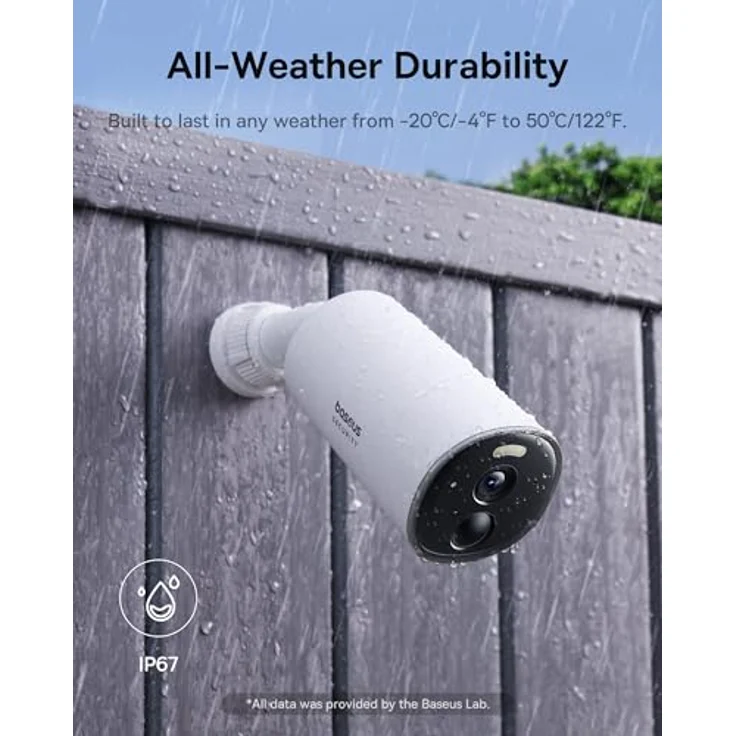 Baseus Überwachungskamera Baseus Security B1 Outdoor 2K (145° Weitwinkel-Sichtfeld, 2-Wege-Audio, Wetterfest IP67) – Bild 2