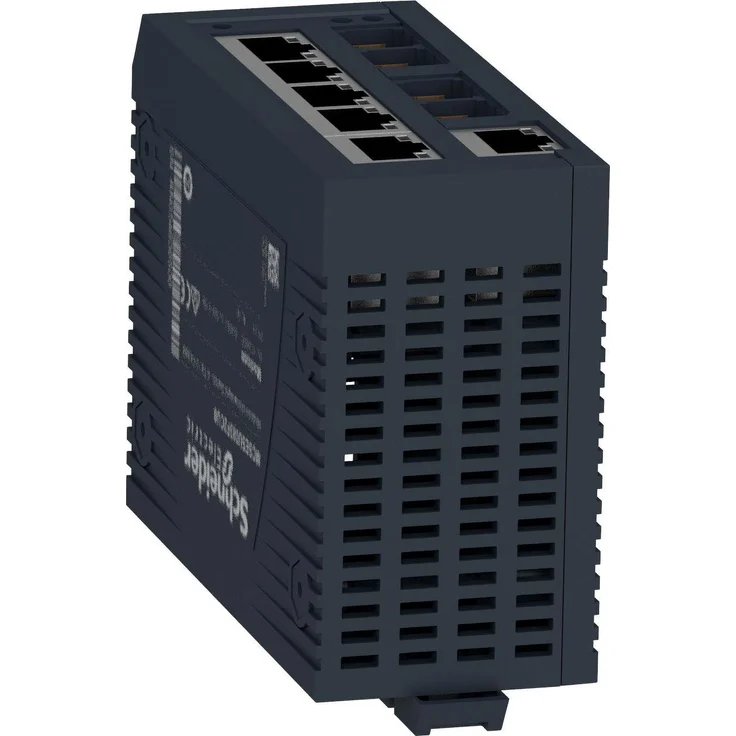 Schneider Electric MCSESU083F2CU0, Unmanaged Netzwerk Switch mit 6 Ports für Kupfer und 2 Glasfaser-Ports, energieeffizient, DIN-Schienenmontage