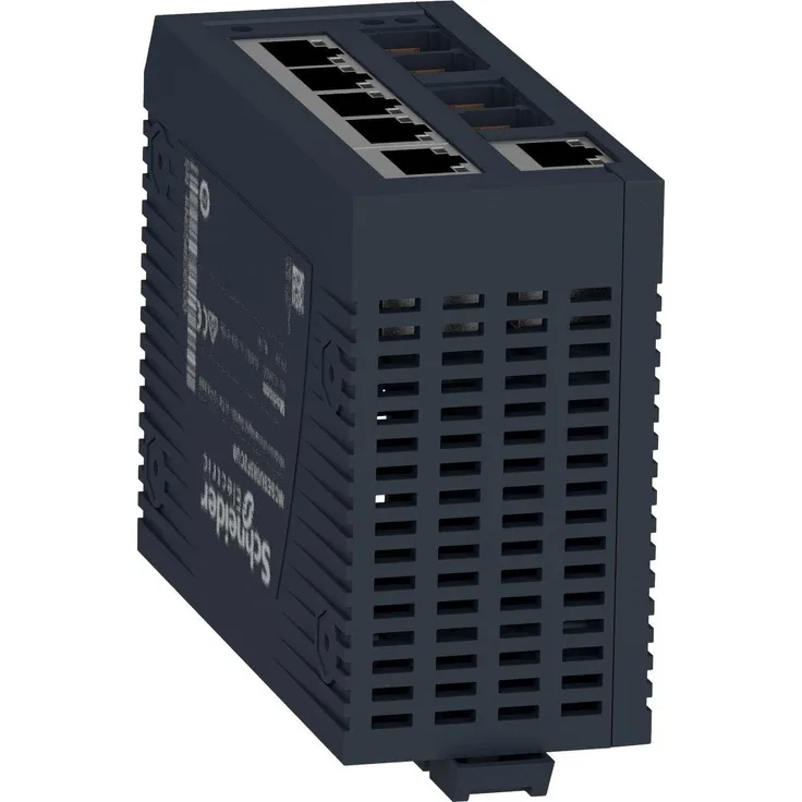 Schneider Electric MCSESU083F2CU0, Unmanaged Netzwerk Switch mit 6 Ports für Kupfer und 2 Glasfaser-Ports, energieeffizient, DIN-Schienenmontage