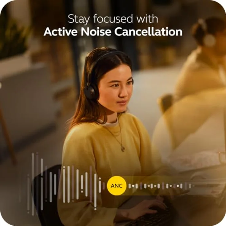 Jabra Evolve3 45 Stereo, LINK 390c On Ear Headset Bluetooth®, Kabellos, Schwarz mit drei präzise Mikrofonen – Bild 4