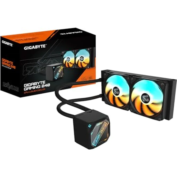 Gigabyte GME 240 Wasserkühlung für AMD und Intel CPU, hochleistungsfähiger CPU Wasserkühler, Schwarz