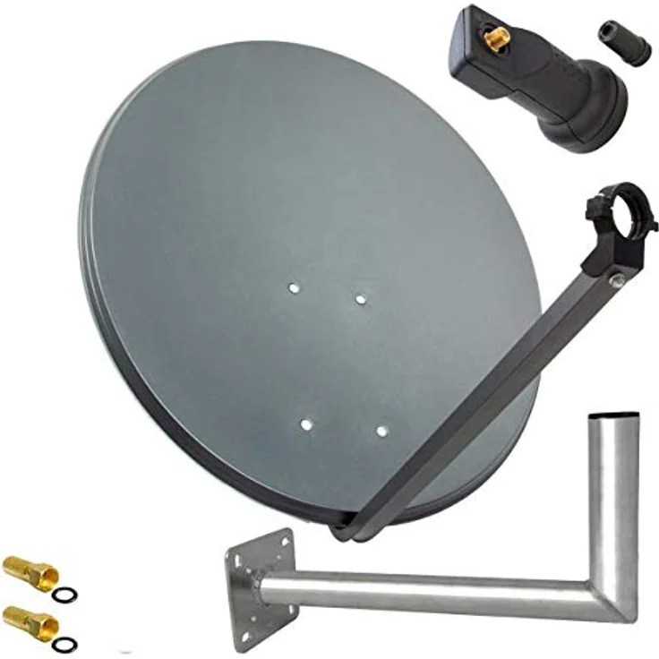 PremiumX PXS45 Satelliten-Komplettanlage 45cm Anthrazit, Single LNB, geeignet für 1 Teilnehmer, pulverbeschichtet und korrosionsgeschützt – Bild 1