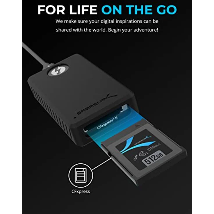 SABRENT Thunderbolt CFexpress Typ B Kartenleser, USB 3.2 GEN 2 1500MBps Externe Kartenlesegeräte (CR-T3CF) – Bild 4