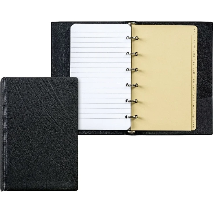 BRUNNEN Präsentationsordner Ringbuch A7 Kunstleder 6 Ringe 10mm incl. Einlage schwarz, Taschen-Ringbuch mit 6-Ring-Kipphebel-Mechanik