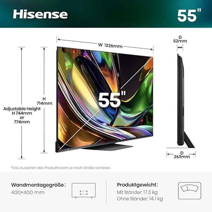 HISENSE 55UR8DS RGB MiniLED 4K TV, 55 Zoll UHD SMART TV mit Flat Design – Bild 2