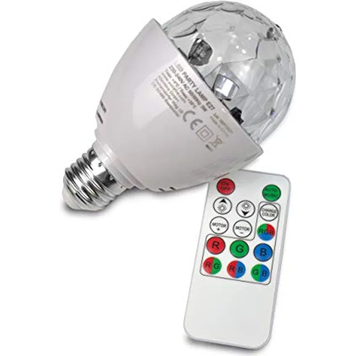 PARTY LAMPE | E27 Fassung | einfacher, raumfüllender LED Partyeffekt | mit Fernbedienung | SATISFIRE