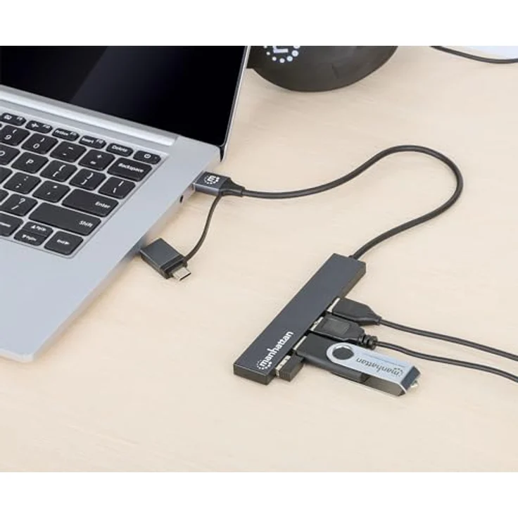 Manhattan 181006 USB 3.0 Hub, 4-Port Typ-C/Typ-A, Space Grau, SuperSpeed mit 5 Gbit/s Übertragung – Bild 5