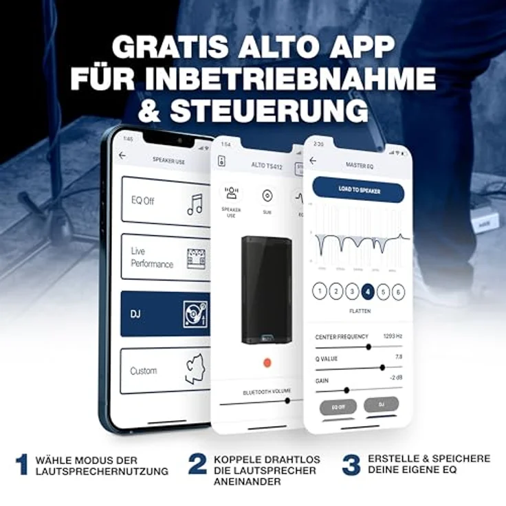 ALTO TS412, 2500 Watt 12-Zoll Aktiver PA-Lautsprecher mit 3-Kanal Mixer, Bluetooth-Streaming, DSP App, schwarz – Bild 6