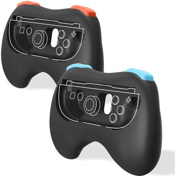 Trade Invaders Pair of Controller Grips für Nintendo Switch 2, Ergonomisch und rutschfest, schwarz – Bild 2