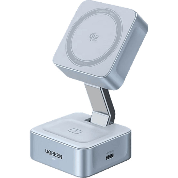 UGREEN 2-in-1 Magnetic Wireless Charger für Apple, bis zu 25 W, kompaktes faltbares Design, Blau