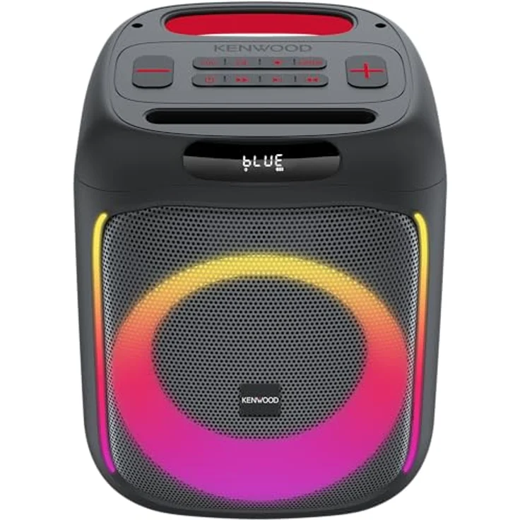 Kenwood Party-Lautsprecher AS-P200BT - Tragbarer Partylautsprecher mit 50 W RMS Ausgangsleistung, dynamische Lightshow, 10 Stunden Akkulaufzeit, BLUETOOTH, TWS, USB, SD, AUX, Mikrofoneingang, Schwarz – Bild 1