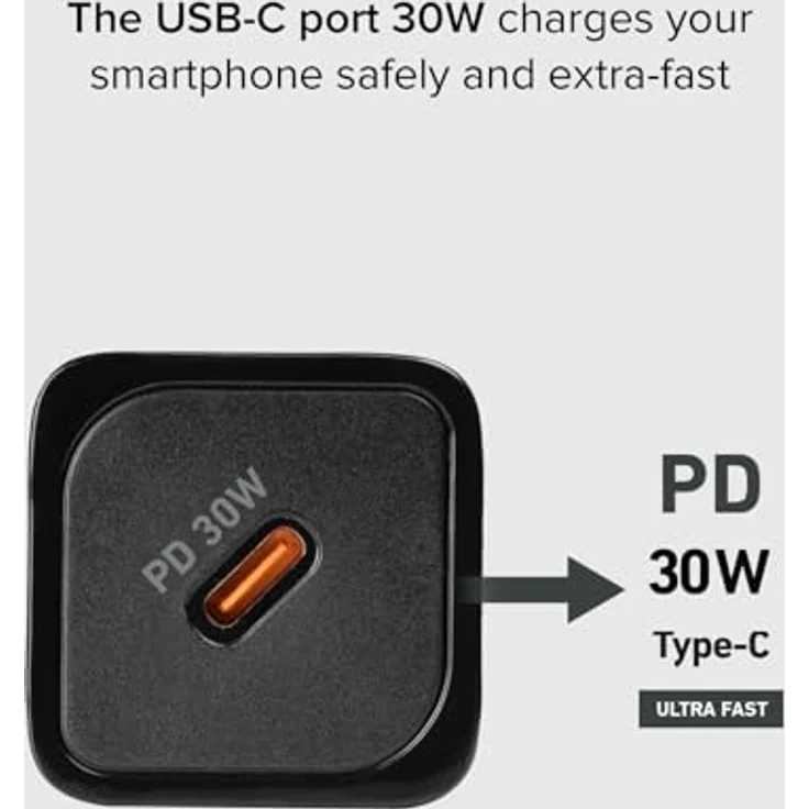 SBS 30W GaN USB-C Ladegerät Power Delivery, kompakt, Schwarz – Bild 3