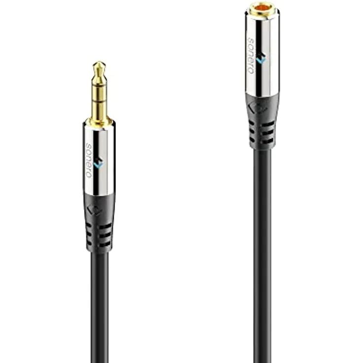 Sonero® premium Audiokabel Verlängerung 3.5mm Klinke, 2,00m, vergoldete Kontakte, schwarz