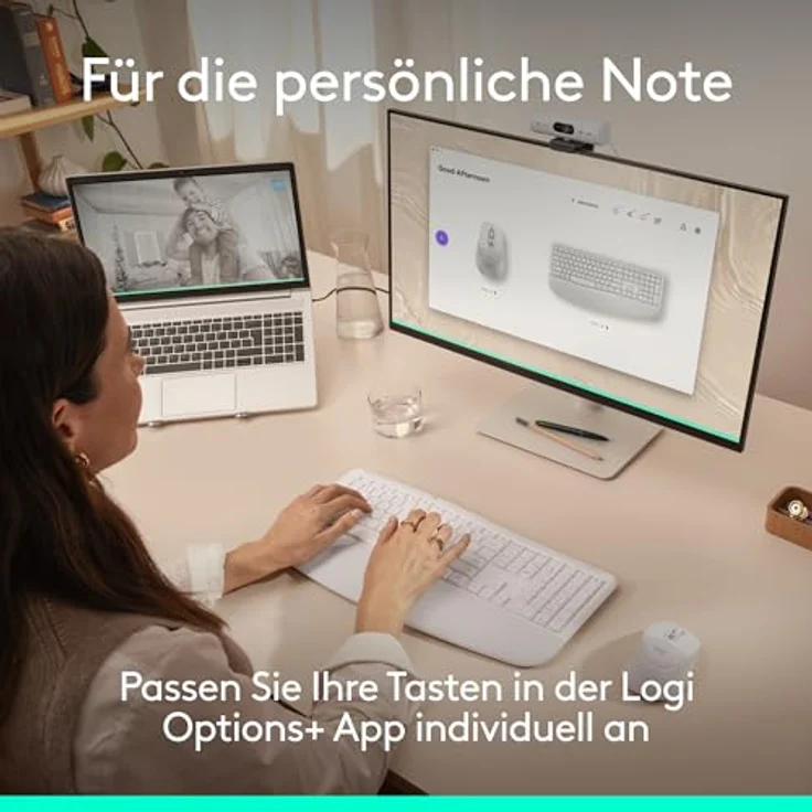 LOGITECH Signature Comfort Plus MK880, kabelloses Maus- und Tastaturset mit ergonomischer Handballenauflage, Off White – Bild 10