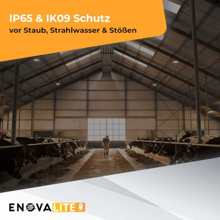 ENOVALITE Hallenstrahler LED Hallenleuchte 150W, 5000K Neutralweiß, 0-10V Dimmbar, 25500lm, IP65, IK09, 5 Jahre Garantie, UFO Lampe High-Bay, Marken-Netzteil – Bild 3