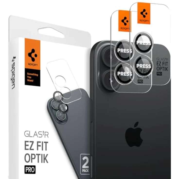 Spigen Glas.tR EZ Fit Optik Pro, Tempered Glass für iPhone 16 Plus Kamera, 2er Pack, Transparent – Bild 1