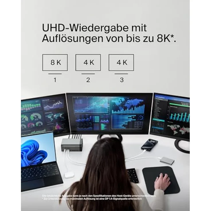 Belkin USB-C 11-in-1 Pro GaN Docking Station (150 W), USB Verteiler mit 8K-Auflösung, kompatibel mit MacBook Pro usw. – Bild 4