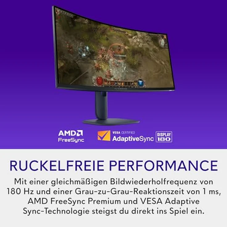 Alienware AW3425DWM Gaming-Monitor 34" Curved WQHD 180 Hz 1 ms HDR 400 VA-Panel, Schwarz – Bild 3