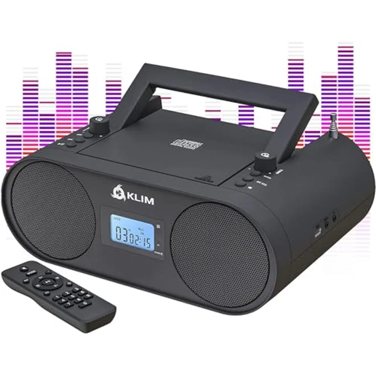 KLIM Boombox B4 Radio mit CD Player + AM/FM Radio, Bluetooth, AUX, USB in Schwarz – Bild 1