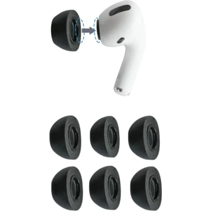 Comply Premium Schaumstoff-Ohrpassstücke, kompatibel mit AirPods Pro, Version 2.0, mittlere Größe, 3 Paar, schwarz, 44-50221-11 – Bild 1