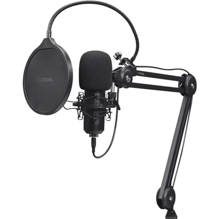 GXTrust 270 Emita II+ Mikrofon mit Arm, 192 kHz/24 Bit, Nierencharakteristik, Wind- und Popfilter, USB für PC, PS4 und PS5, Schwarz – Bild 1