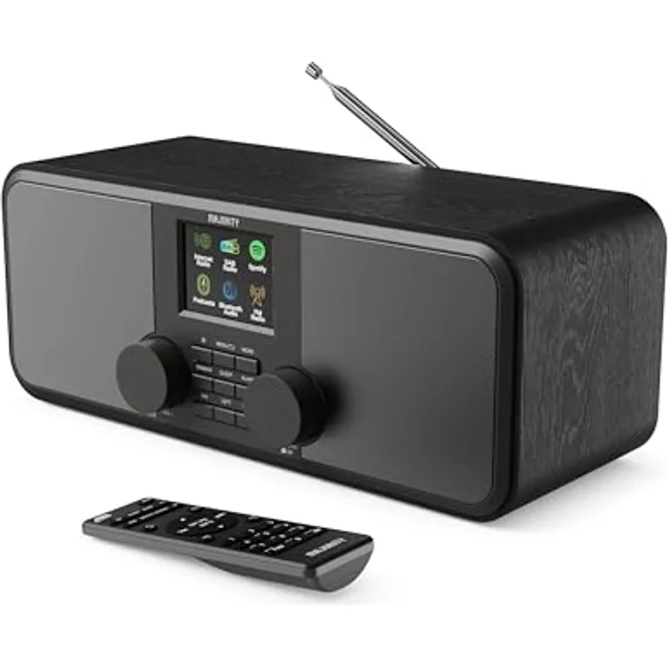 MAJORITY Rostock, Internetradio WLAN DAB+ mit Bluetooth, 2.0 Stereolautsprechern, Spotify Connect & Podcasts, Schwarz
