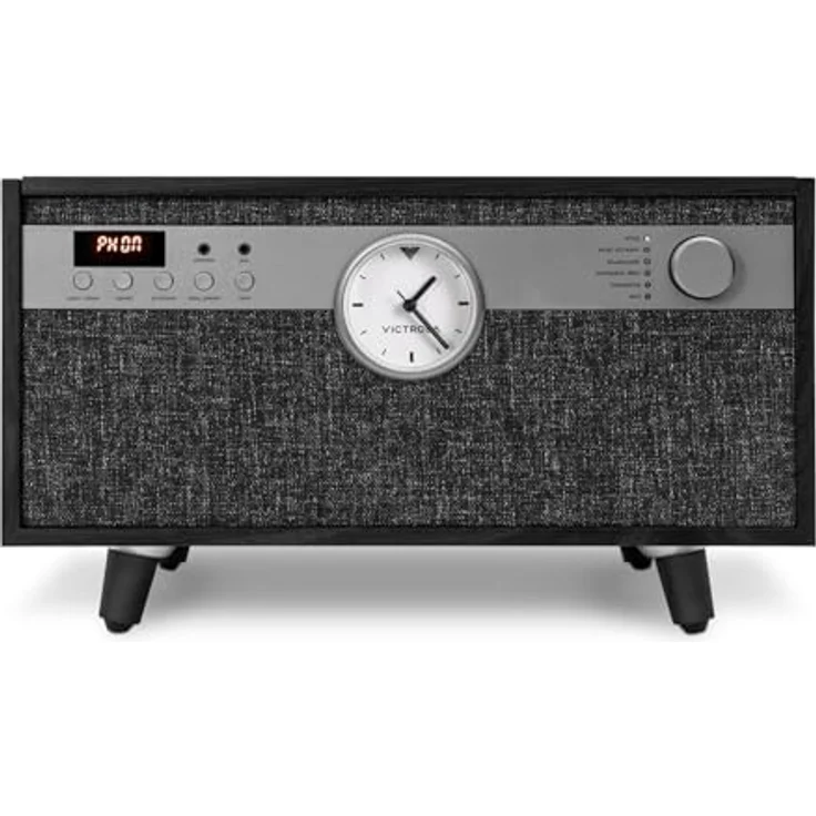 Victrola VTA-830SB-BLK-INT, Vollautomatischer Plattenspieler mit Bluetooth-Streaming, 3 Geschwindigkeiten und integriertem Kassettendeck, Schwarz – Bild 3
