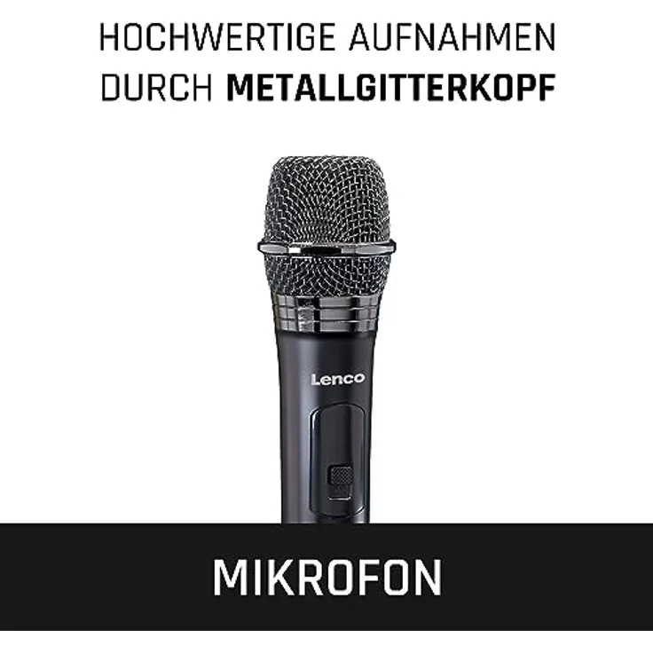 Lenco Mikrofon MCW-020BK - Set mit 2 kabellosen Mikrofonen, Schwarz – Bild 7