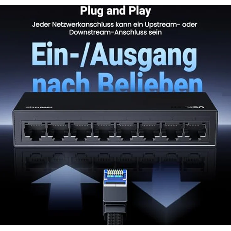 UGREEN 8-Port Gigabit Ethernet Switch, Netzwerk Switch bis 1000 Mbps, Plug-and-Play, lüfterlos, für TV/Laptop/Router – Bild 4