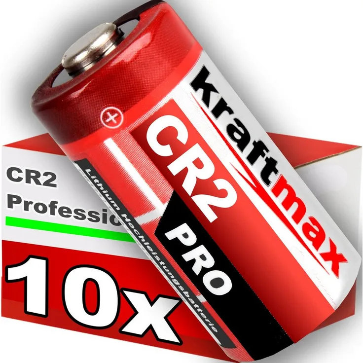kraftmax 10er Pack CR2 Lithium Hochleistungs-Batterie, 3 Volt, für Sicherheits- und Medizintechnik