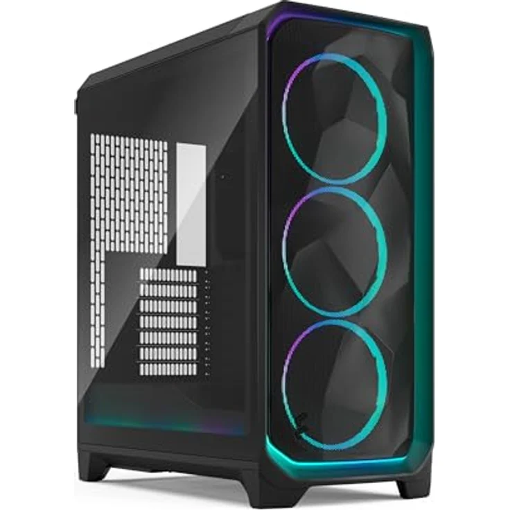 Fractal Design Meshify 3 Ambience Pro RGB TG Light, Midi-Tower PC-Gehäuse für E-ATX, schwarz, mit 3x 140-mm-RGB-Lüftern und Tempered Glass-Seitenteil – Bild 2