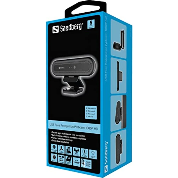 Sandberg 133-99 Face Recognition Webcam 1080P – Bild 3