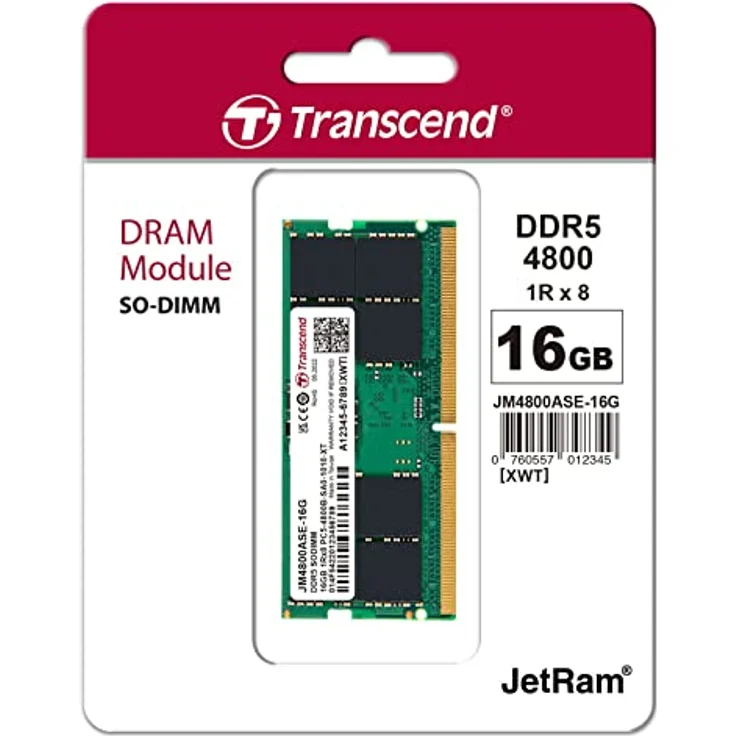 Transcend 16Go JM DDR5 4800 SO-DIMM 1Rx8 – Bild 2