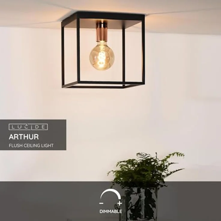 LUCIDE ARTHUR Deckenleuchte - 1xE27 - Mit extra warmweißem Licht - Schwarz – Bild 2