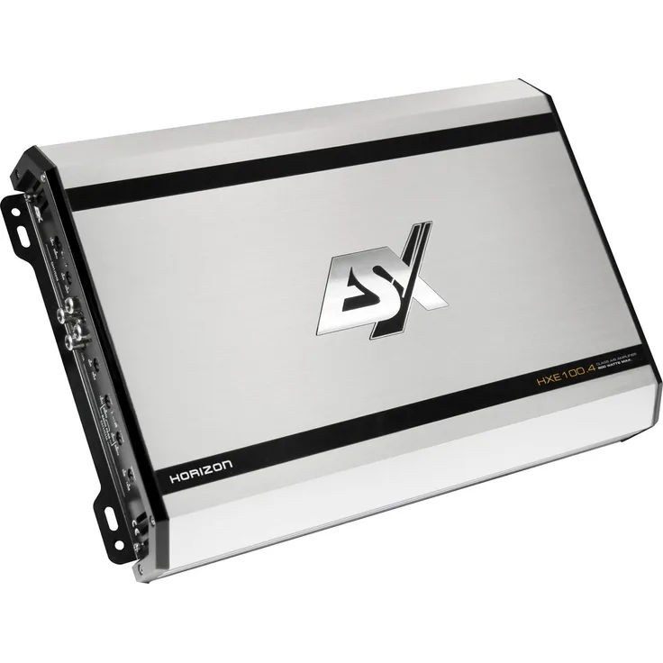 ESX HORIZON 4 Kanal Endstufe AMP HXE100.4 Verstärker, Aluminium Kühlkörper, 4 x 120/200 Watt, silber