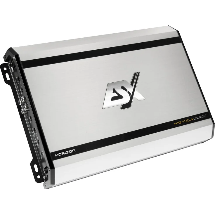 ESX HORIZON 4 Kanal Endstufe AMP HXE100.4 Verstärker, Aluminium Kühlkörper, 4 x 120/200 Watt, silber – Bild 1