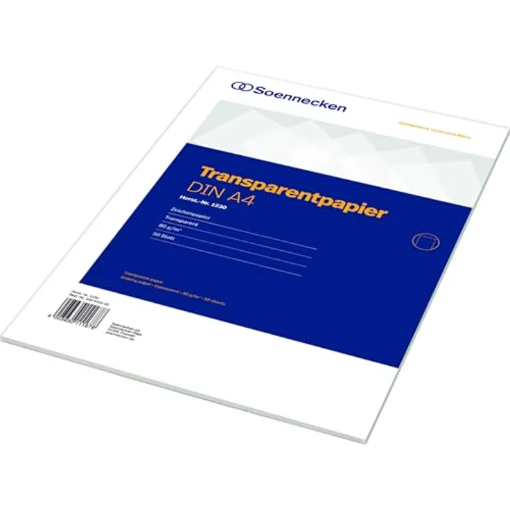 Soennecken Transparentpapier A4, 80 g/m², 50 Blatt, ideal für kreative Anwendungen und Präsentationen