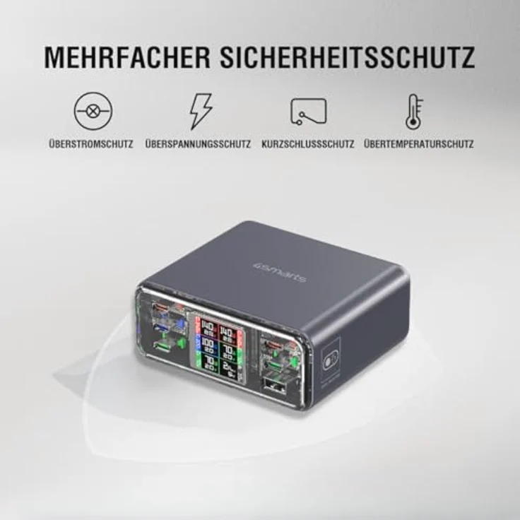 4smarts 540360, USB Ladegerät mit 360 W Leistung, 6 Anschlüsse, Schnellladefunktion, Grau – Bild 5
