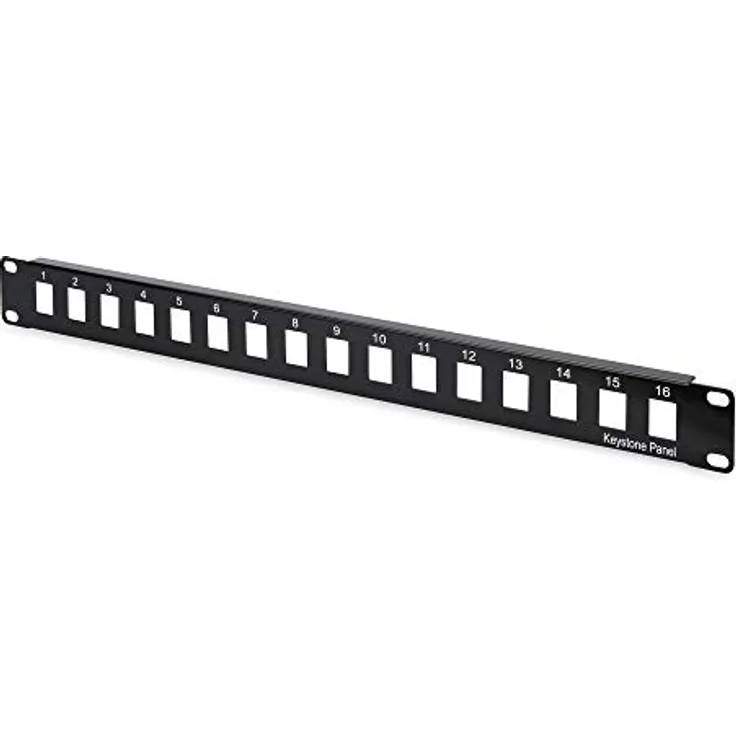 DIGITUS Patchpanel - Modular - Für Keystone-Module - 19-Zoll - 16-Port - Ungeschirmt - Rack-Montage 1HE - Schwarz