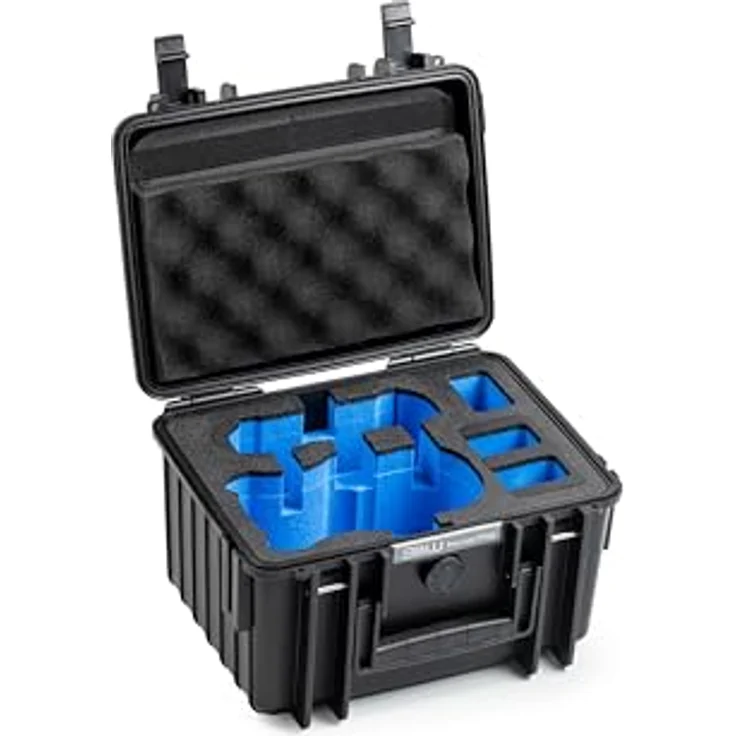 B & W International Transportkoffer für DJI Mini 5 Pro, wasserdicht und stoßfest, mit Hartschaumanlage, schwarz/blau – Bild 1