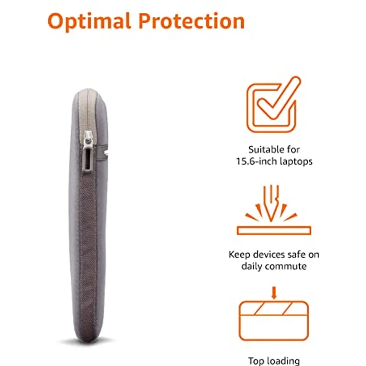 AmazonBasics Laptop-Schutzhülle, für eine Bildschirmdiagonale von 15 - 15,6 Zoll, Grau – Bild 4