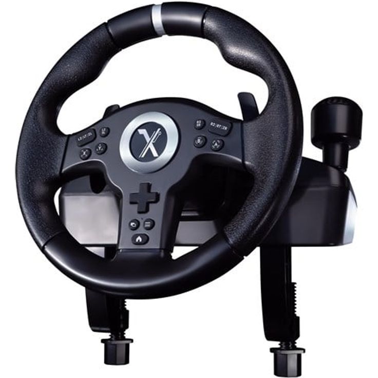 Lexip XDRIVE-350, Wired Controller mit Lenkrad, Pedalen und Schalthebel für Nintendo Switch, PlayStation und Xbox, Schwarz
