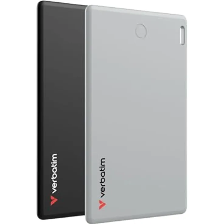 Verbatim My Finder Card 2er Set, Slim Wallet Tracker-Karte, wiederaufladbarer Bluetooth Item Finder, schwarz/silber, IP66 wasser- und staubdicht, kompatibel mit Apple „Wo ist?“