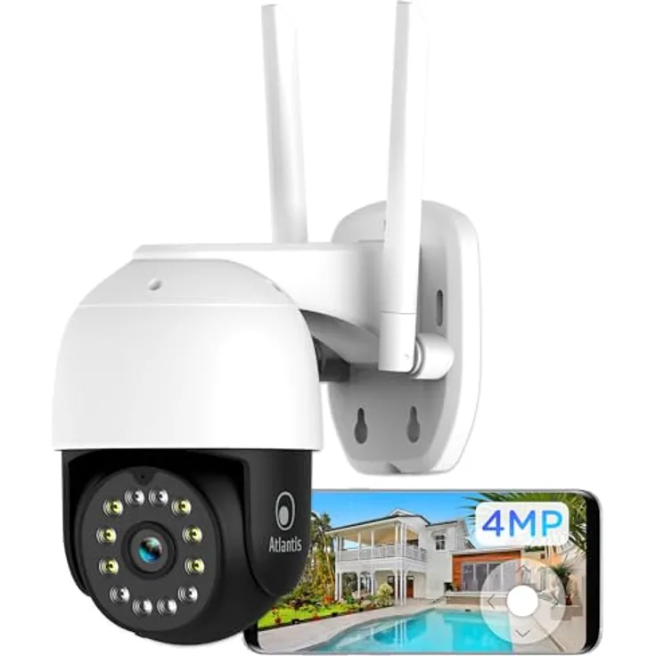 Atlantis A14-SC970-PT, 2K Wireless Outdoor Wi-Fi Kamera mit 4 Mpixel, Motorisierung, 360° Rotation, Nachtsicht bis 12m, IP64, Mikrofon, kostenlose APP