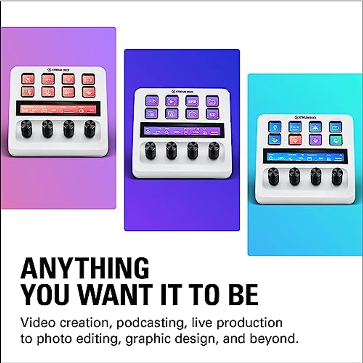 Elgato Stream Deck + White, Audiomixer, Live-Produktion und Studio-Controller für Content Creators, Streaming, Gaming, mit anpassbarer Touch-Leiste, Drehreglern und LCD-Tasten, für Mac und PC – Bild 4