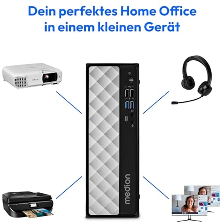 Medion Akoya T80 SFF MD35422, Desktop-PC mit Intel Core i5-12450H, 16 GB RAM, 512 GB SSD, Intel UHD Graphics, grau-schwarz – Bild 3