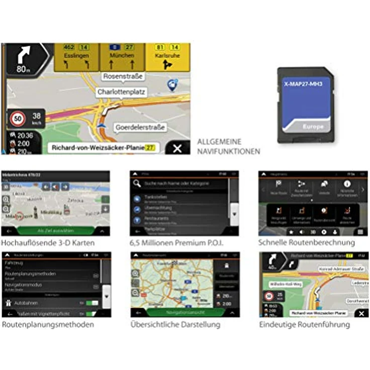 Xzent X-MAP27-MH3, Micro-SD-Karte für Fahrzeugnavigation mit Camper-Navigation für Europa, über 20.000 Camping-P.O.I. und 3 Jahre Updates – Bild 3