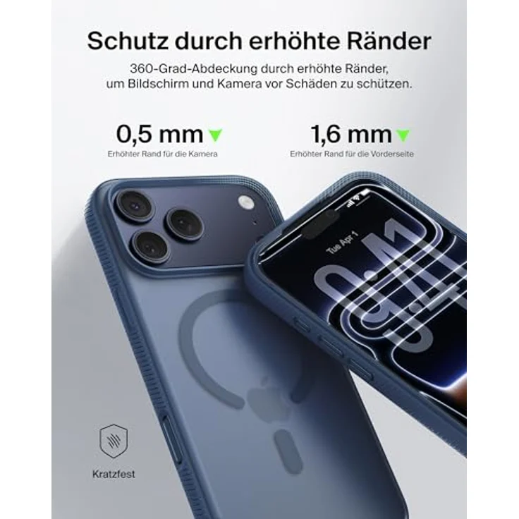 Belkin SheerForce Grip Schutzhülle für iPhone 17 Pro Max, Stoßschutz bis 2m, strukturierte Oberfläche, kabelloses Laden, dklblaue Farbe – Bild 6